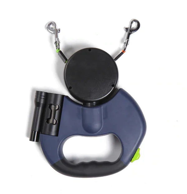 Retractable Dog Leash with LED Light for Two Pets