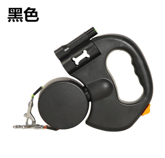 Retractable Dog Leash with LED Light for Two Pets